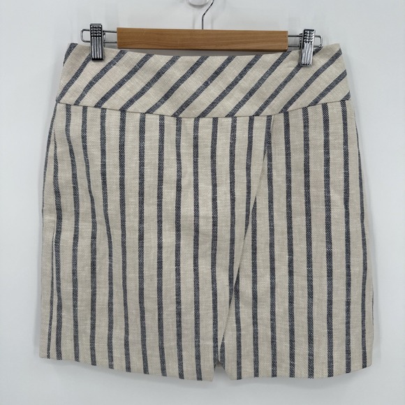 J.CREW Dresses & Skirts - J. Crew Womens Striped 100% Linen Faux Wrap Mini Skirt Size 6 Preppy Coastal